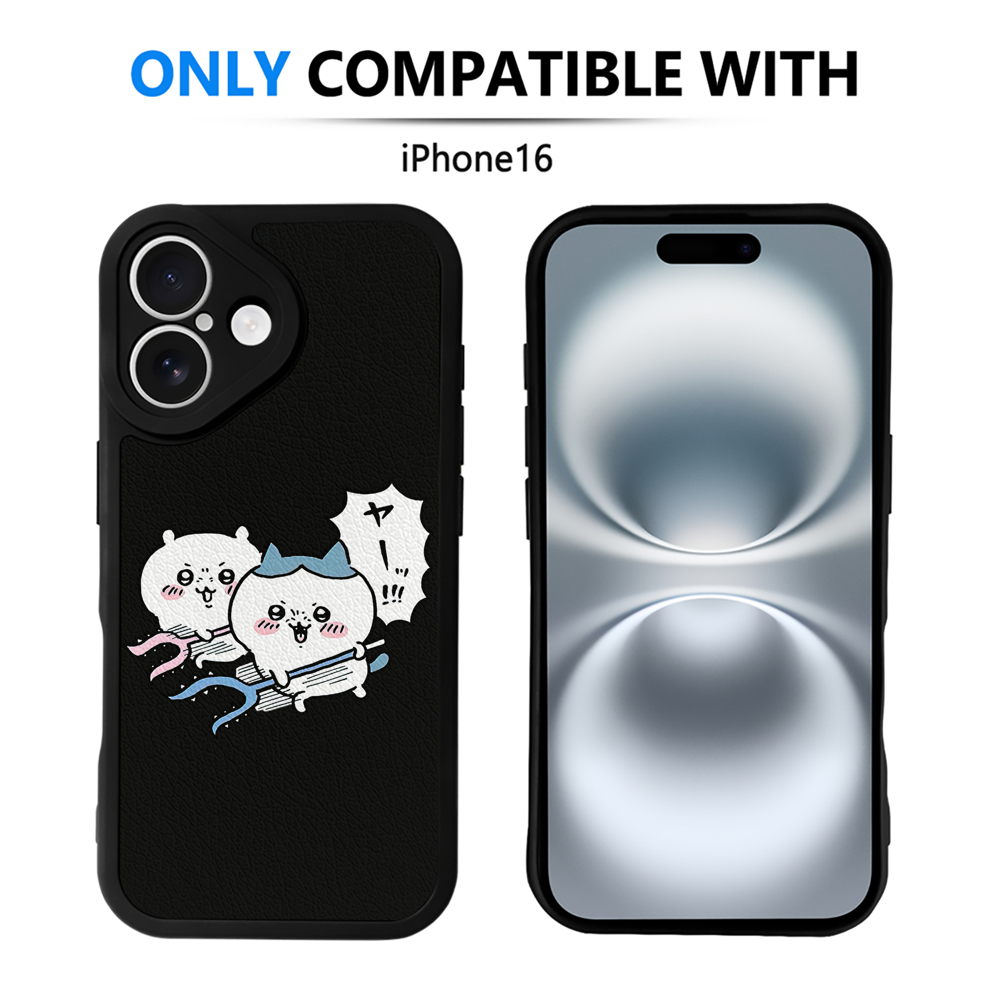 （画像用） ちいかわ ハチワレ Chii-kawa hachiware 【iPhone 16シリーズ対応】シリコンスマホケース（レザー調） 材質：シリコン
